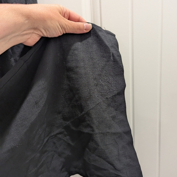 Halera Black High Waisted Pocket Wide Leg Flowy Casual Linen-Feel Pants Large - Picture 5 of 13